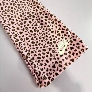 Nike Girls Pink Leopard Print Leggings with Black Spots